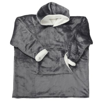 Bluza Ocieplana Szeroka/ Snuddie Z Kieszenią Szara - Intesi