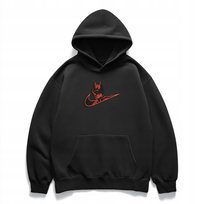 Bluza oversize z haftem Batman vibe | czarna hoodie streetwear S Inna marka