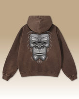 Bluza oversize z kapturem Goryl Gorilla - efekt sprania Brązowy L