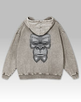 Bluza oversize z kapturem Goryl Gorilla - efekt sprania Popielaty L