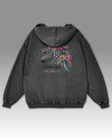 Bluza oversize z kapturem Horse Girl Kolorowy Koń Sprana Grafitowy XL