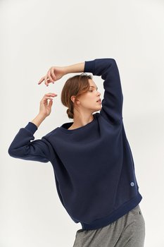 Bluza sportowa do jogi COZY AF Oversize Sweatshirt - midnight blue l/xl - Moonholi