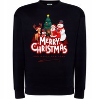 Bluza Świąteczna Merry Christmas Motyw Święty Mikołaj Renifer Bałwanek M