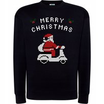 Bluza Świąteczna Merry Christmas Pikselowy Mikołaj Na Skuterze Prezent S