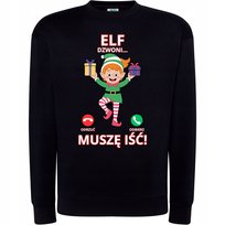 BLUZA ŚWIĄTECZNA Z NADRUKIEM ELF DZWONI MUSZĘ IŚĆ SUPER HIT NA PREZENT XXL