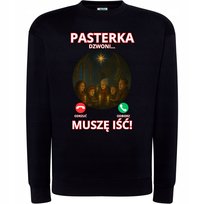 BLUZA ŚWIĄTECZNA Z NADRUKIEM PASTERKA DZWONI MUSZĘ IŚĆ SUPER PREZENT L