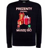 BLUZA ŚWIĄTECZNA Z NADRUKIEM PREZENTY DZWONIĄ MUSZĘ IŚĆ SUPER PREZENT 3XL