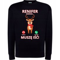 BLUZA ŚWIĄTECZNA Z NADRUKIEM RENIFER DZWONI MUSZĘ IŚĆ SUPER NA PREZENT M