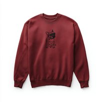 Bluza unisex bordowa z haftem - buldog w okularach L