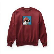 Bluza z haftem - modny kot, bordowa unisex premium 280g XL