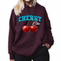 Bluza Z Kapturem Burgundowa CHERRY Młodzieżowe Trendy Styl Wzory Rozmiar L Inna marka