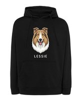 Bluza z kapturem Collie długowłosy Personalizowana Pies Czarny XL