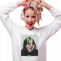 Bluza Z Kapturem Damska Biała Dla Fana Na Koncert Billie Eilish Wzory - S Inna marka