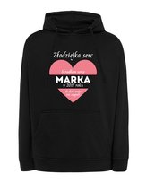 Bluza z kapturem dla Par Personalizowana Serce Miłość Czarna XXL