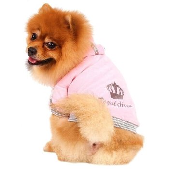 Bluza z kapturem dla psa DOGGY DOLLY Royal Divas, rozmiar XL, 33-35 cm/51-53 cm, różowe