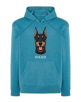 Bluza z kapturem Doberman Personalizowana Pupil Pies Jasnoniebieska L