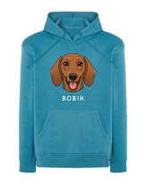 Bluza z kapturem Jamnik Personalizowana Pupil Pies Jasnoniebieska XL