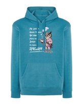 Bluza z kapturem Jestem Zmęczony Sowa Śmieszny Nadruk Niebieska XL
