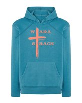 Bluza z kapturem Jezus Krzyż Wiara ponad Strach Jasnoniebieska XL