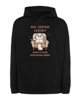 Bluza z kapturem Kotek Śmieszny Tekst Leniuch Czarny XL