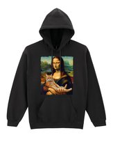 Bluza z kapturem Mona Lisa z kotem Obraz Kot Kotek Czarny M