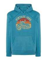 Bluza z kapturem Motocykl Vintage Chopper Motoryzacja Jasnoniebieska L