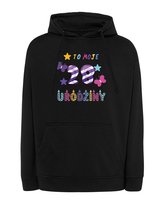 Bluza z kapturem Personalizowana Urodziny Wiek Impreza Czarny XL