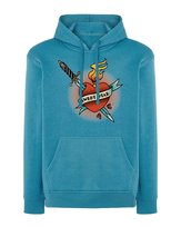 Bluza z kapturem Serce Płomień Sztylet Vintage Niebieska L
