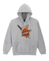 Bluza z kapturem Serce Płomień Sztylet Vintage Szara XXL