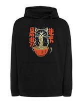 Bluza z kapturem Słodki Kotek Ramen Japonia Czarny XL