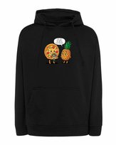 Bluza z kapturem Śmieszna Pizza Ananas Jedzenie Czarny L