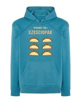 Bluza z kapturem Śmieszna Sześciopak Jedzenie Siłownia Niebieska L