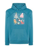 Bluza z kapturem Świąteczna Boże Narodzenie Rysunkowy Styl Jasnoniebieska M