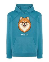 Bluza z kapturem Szpic miniaturowy Personalizowana Pies Jasnoniebieska L