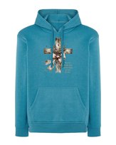 Bluza z kapturem Wielkanoc Krzyż Zmartwychwstanie Niebieska M