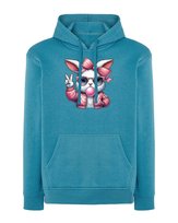 Bluza z kapturem Z modnym Zajączkiem Słodkie Zwierzątko Niebieska XL