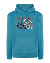 Bluza z kapturem Z nadrukiem Route 66 Motocykl Niebieska M