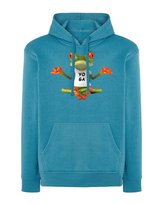 Bluza z kapturem z nadrukiem Żaba Joga Zen Hobby Niebieska L
