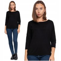 BLUZKA DAMKSA Rękaw 3/4 Czarna Koszulka Gładka Wiskozowa MORAJ S