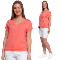 Bluzka Damska Bawełniana Domieszka Modalu Dekolt V Regular Fit Moraj S Pink