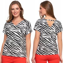 Bluzka Damska Bawełniana Ze Wzorem W Serek Regular Fit Stylowa Moraj S Patt 3