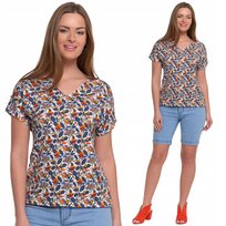 Bluzka Damska Bawełniana Ze Wzorem W Serek Regular Fit Stylowa Moraj Xxl Patt 2