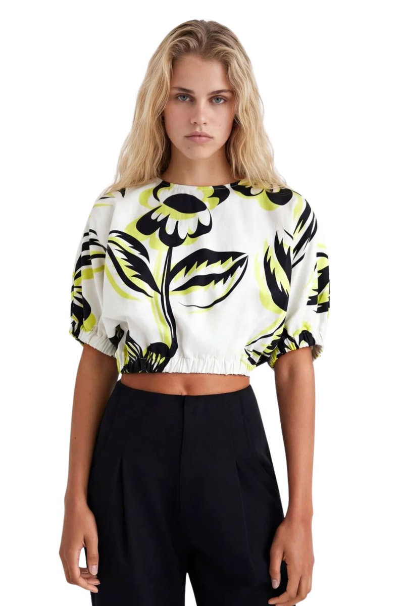 DESIGUAL Bluzka damska Desigual Crud krótka lniana -M