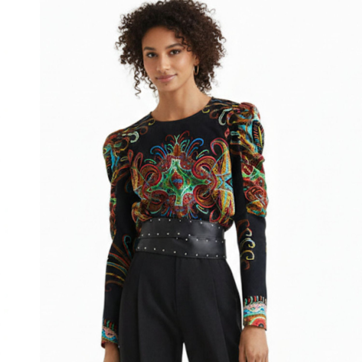 DESIGUAL Bluzka damska Desigual Ravvel bufiaste rękawy -S