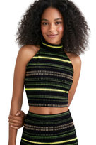 Bluzka damska Desigual Top czarny w neonowe pasy halter-XL Desigual