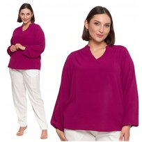 Bluzka Damska Elegancka Koszula Dekolt Serek Długi Rękaw Zwiewna MORAJ XXL