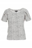 Bluzka Damska Gładka Wiskoza Krótki Rękaw Z Rozcięciem Wzorzysta Moraj L Patt1