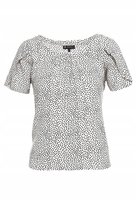 BLUZKA DAMSKA GŁADKA WISKOZA KRÓTKI RĘKAW Z ROZCIĘCIEM WZORZYSTA MORAJ S PATT1