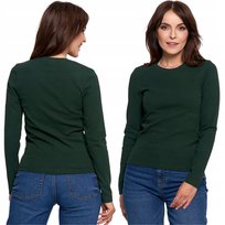 Bluzka Damska Prążkowana Z Długim Rękawem Bawełniana Klasyczna Moraj L Green