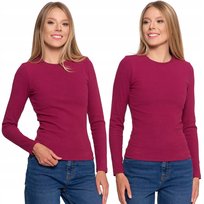 Bluzka Damska Prążkowana Z Długim Rękawem Bawełniana Klasyczna Moraj L Pink